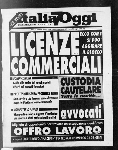 Italia oggi : quotidiano di economia finanza e politica